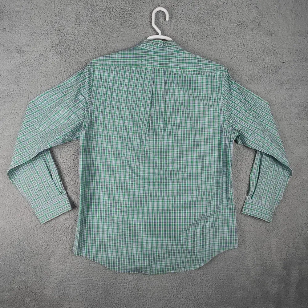 Polo Ralph Lauren Button Up Shirt Mens Large L Tartan Plaid Blue Small Pony
